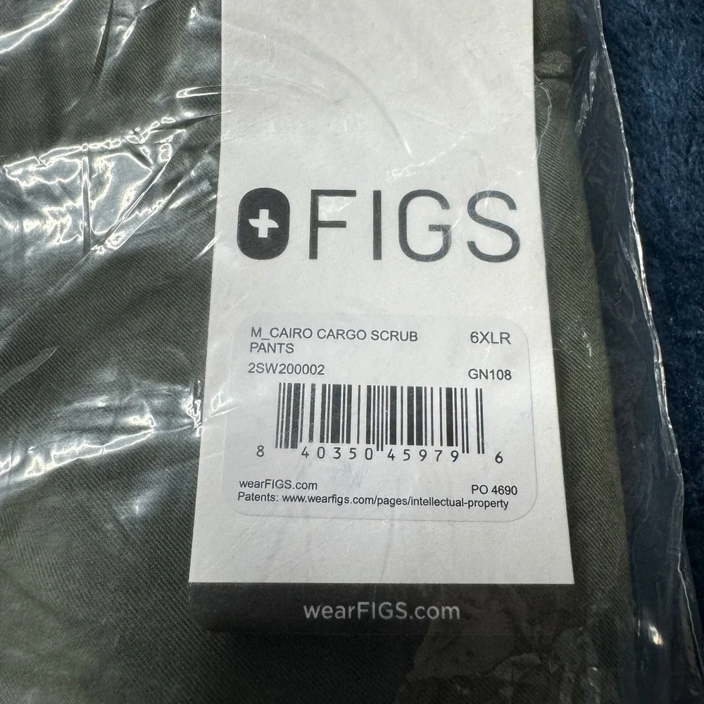 FIGS Cairo Cargo Scrub Pants Olive Green Men's 6XL Technical‎ Collection